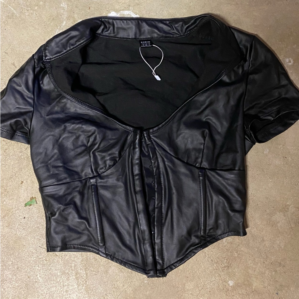 Pu leather biker shirt